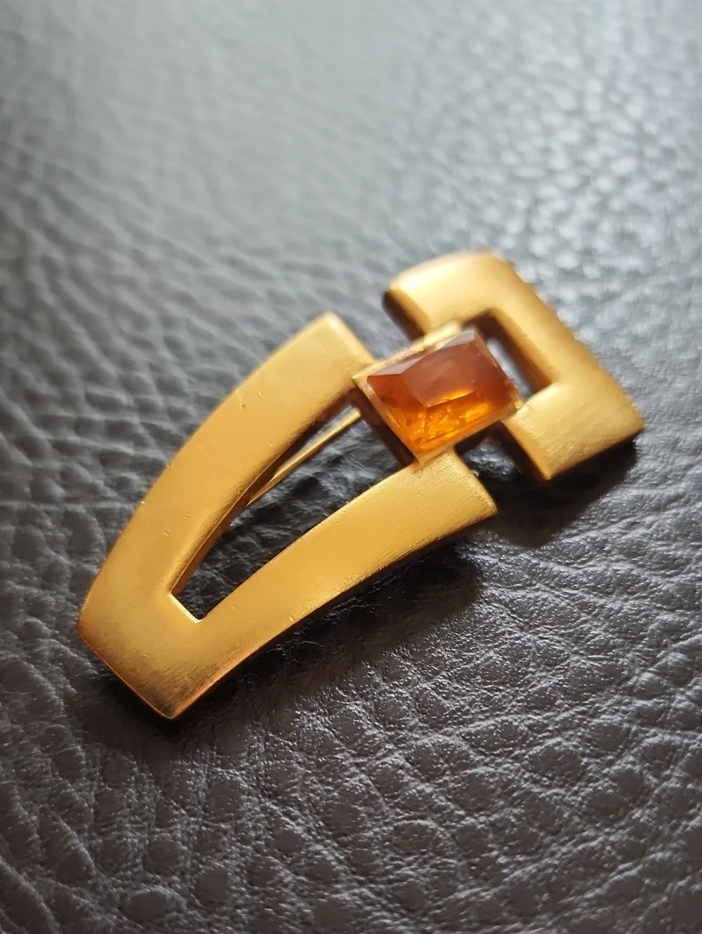 Gold-Tone Anne Klein Brooch with Amber Accent